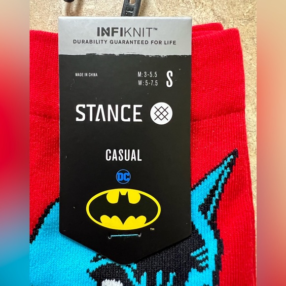 ✔️NWT Stance casual crew socks, men's S, red, DC - Batman, nylon blend - Picture 2 of 5
